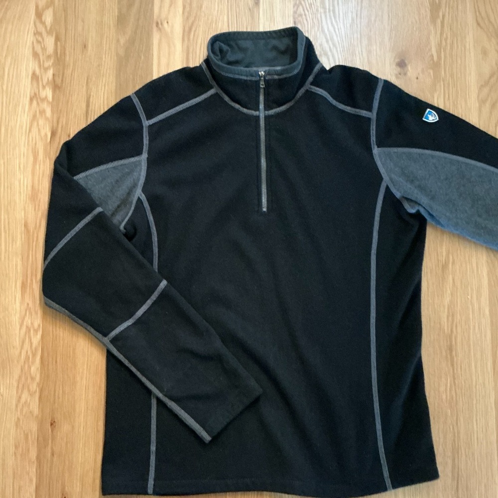 KUHL‎ Kashmira 1/4 Zip Pullover Black/Grey Men's Small Performance Fleece